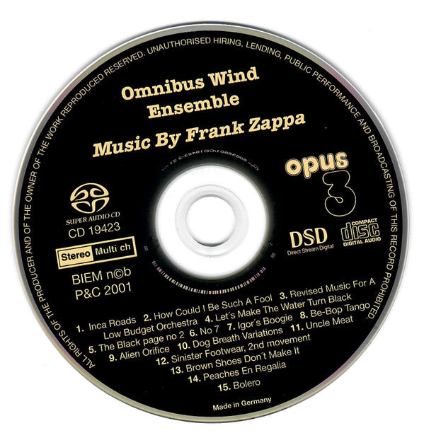Omnibus Wind Ensemble : Music By Frank Zappa (SACD, Hybrid, Multichannel, Album, RE)
