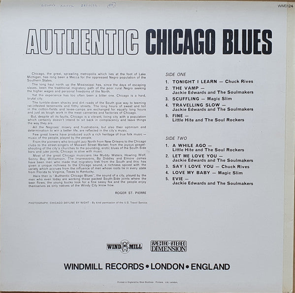 Various : Authentic Chicago Blues (LP, Comp)
