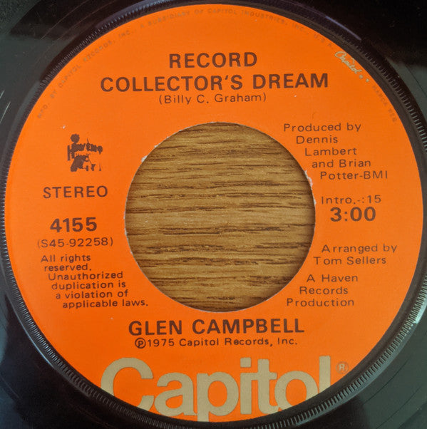 Glen Campbell : Country Boy (You Got Your Feet In L.A.) / Record Collector's Dream (7", Single, Win)