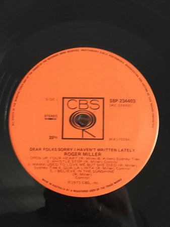 Roger Miller : Dear Folks, Sorry I Haven't Written Lately (LP, Album)