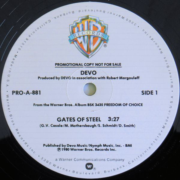 Devo : Gates Of Steel / Mr. B's Ballroom / Whip It (12", Promo)