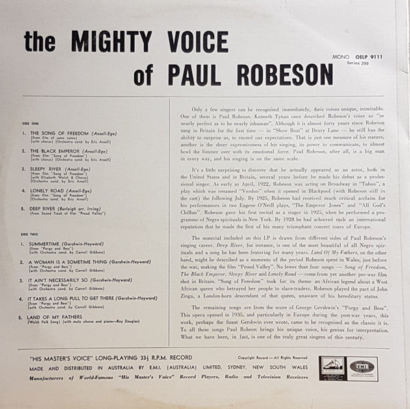 Paul Robeson : The Mighty Voice Of Paul Robeson (LP, Mono)