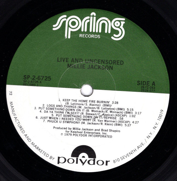 Millie Jackson : Live & Uncensored  (2xLP, Album, Gat)