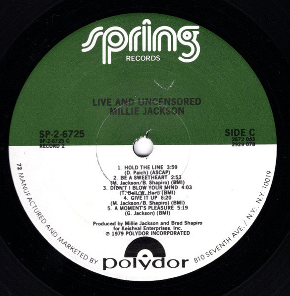 Millie Jackson : Live & Uncensored  (2xLP, Album, Gat)