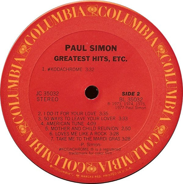 Paul Simon : Greatest Hits, Etc. (LP, Comp, Pit)