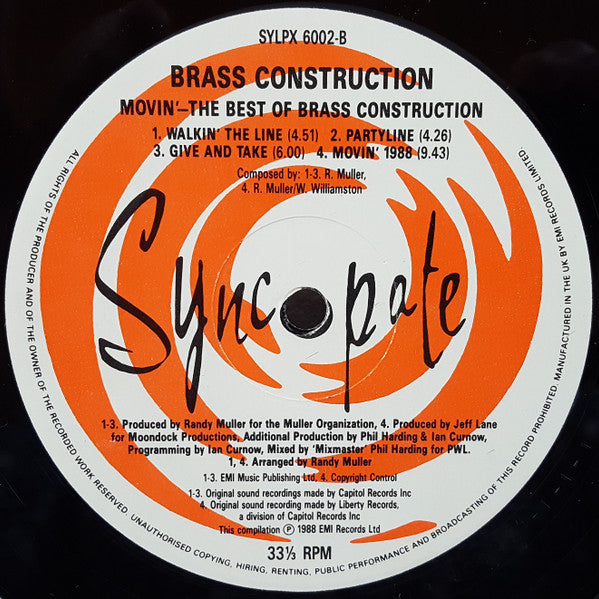 Brass Construction : Movin' The Best Of Brass Construction (LP, Comp + 12", Single)