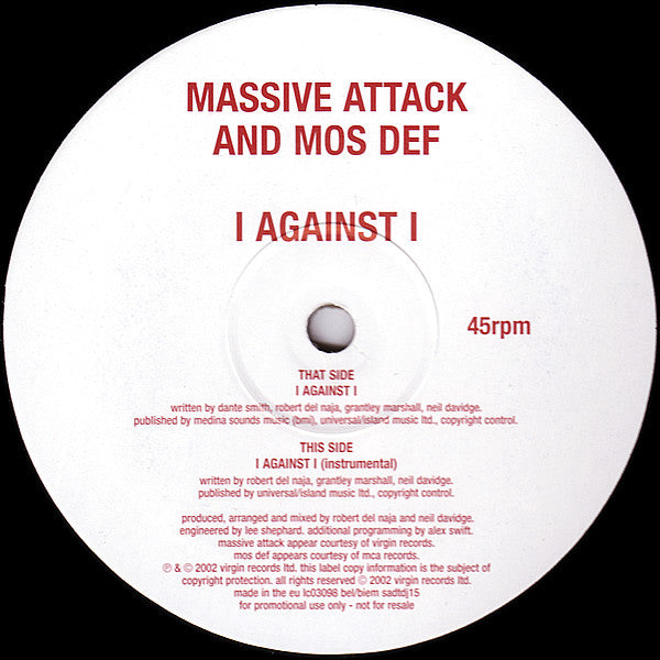 Massive Attack And Mos Def : I Against I (12", Ltd, Num, Promo)