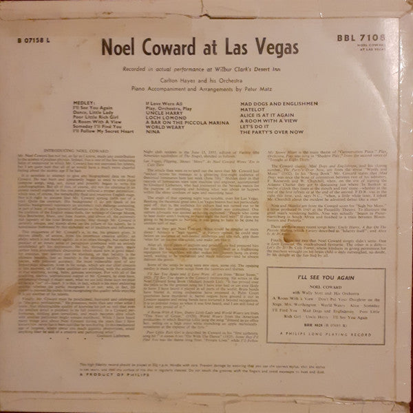 Noël Coward : Noel Coward At Las Vegas (LP, Album)