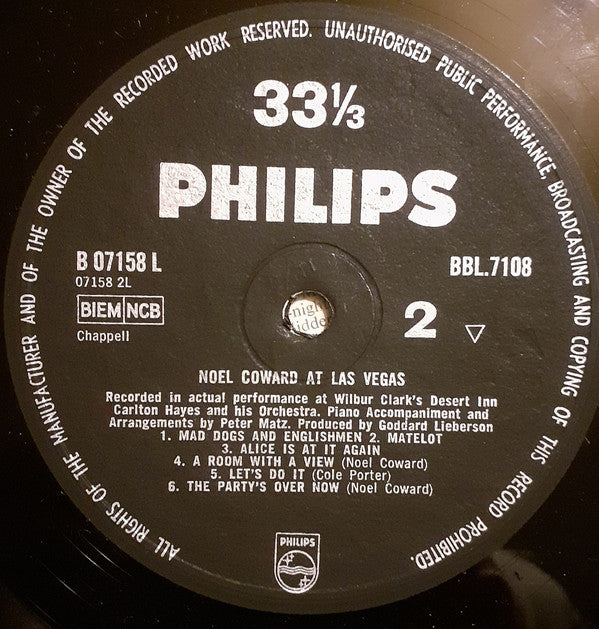 Noël Coward : Noel Coward At Las Vegas (LP, Album)