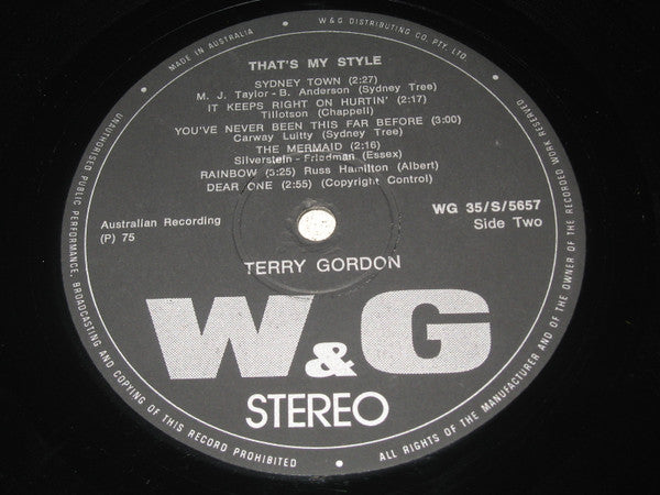 Terry Gordon (4) : That's My Style (LP, Album)
