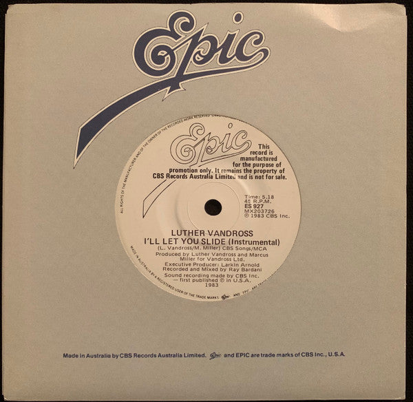 Luther Vandross : I'll Let You Slide (7", Single, Promo)
