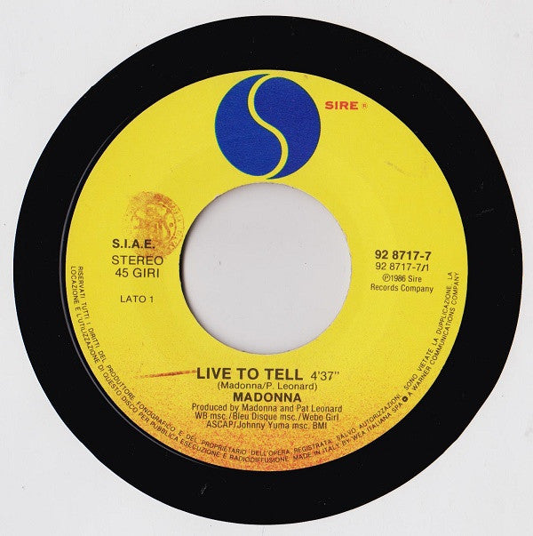Madonna : Live To Tell (7")