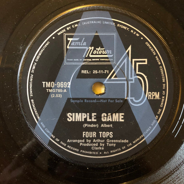 Four Tops : Simple Game (7", Single, Promo)