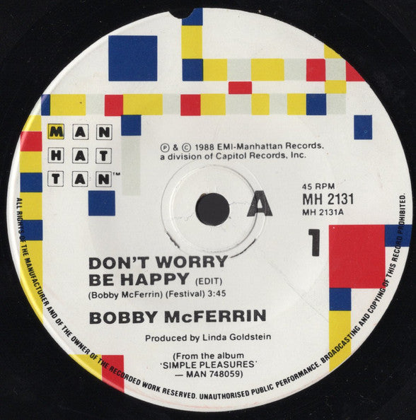 Bobby McFerrin : Don&#39;t Worry, Be Happy (7&quot;, Single)