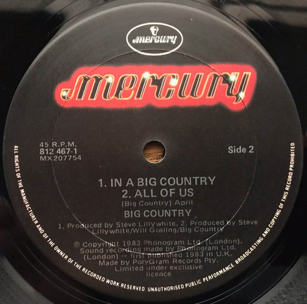Big Country : In A Big Country (12", Ltd)