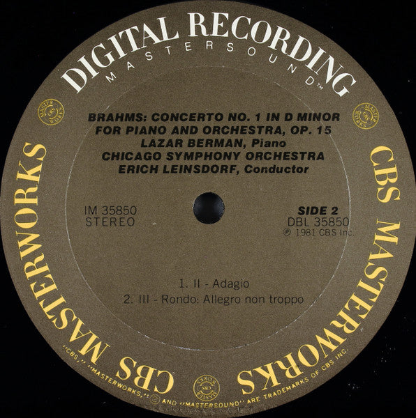 Johannes Brahms, Lazar Berman, Erich Leinsdorf, Chicago Symphony Orchestra : Piano Concerto No.1 (LP, Album)