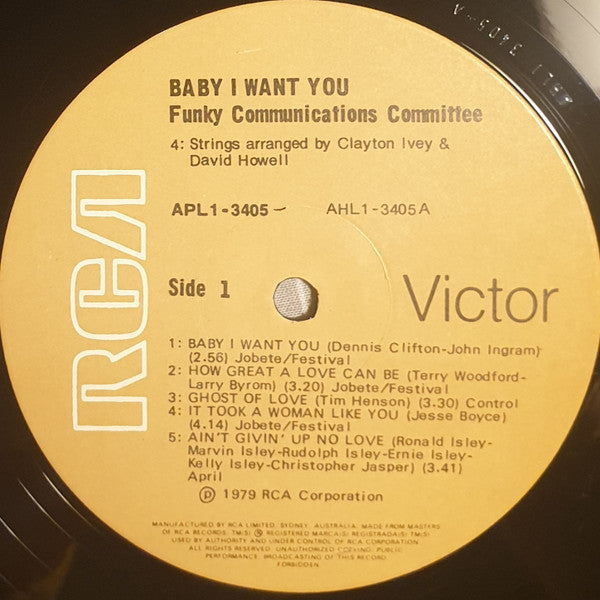 Funky Communication Committee : Baby I Want You (LP, Album)