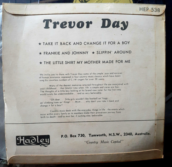 Trevor Day : Take It Back And Change It For A Boy (7", EP)