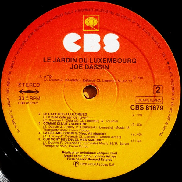 Joe Dassin : Le Jardin Du Luxembourg (LP, Album, Gat)