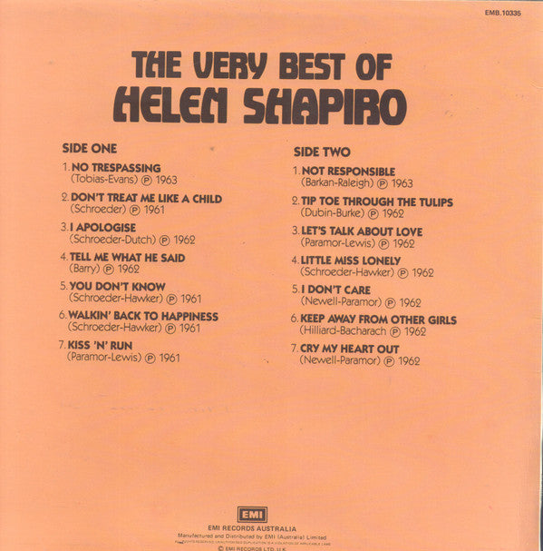 Helen Shapiro : The Very Best Of (LP, Comp, RP)