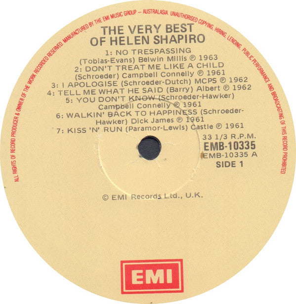 Helen Shapiro : The Very Best Of (LP, Comp, RP)