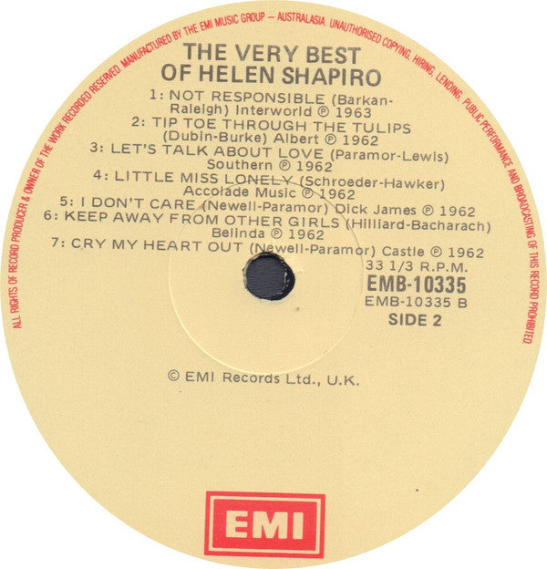 Helen Shapiro : The Very Best Of (LP, Comp, RP)