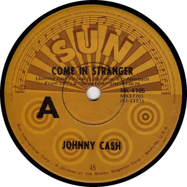 Johnny Cash : Come In Stranger (7", Single)