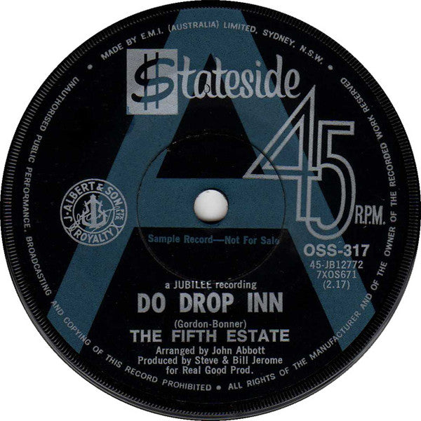 The Fifth Estate : Do Drop Inn (7&quot;, Single, Promo)