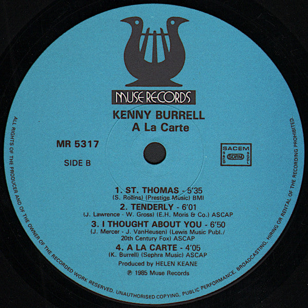 Kenny Burrell With Rufus Reid : A La Carte (LP, Album)
