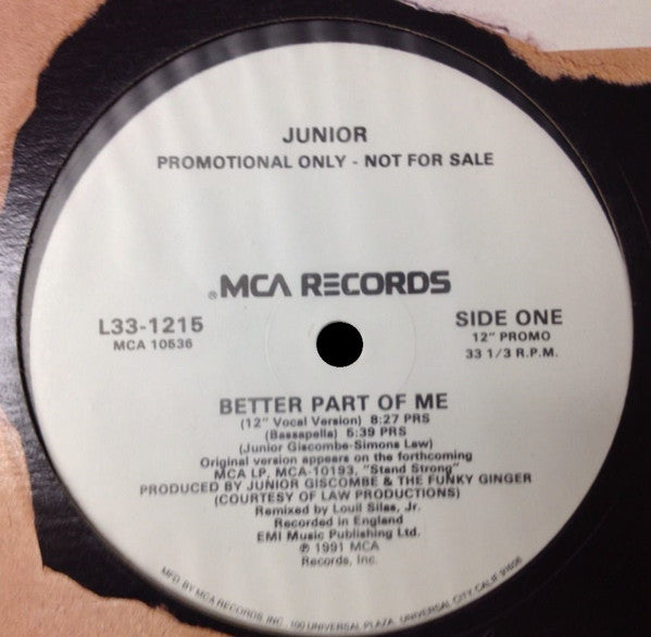 Junior (2) : Better Part Of Me (12", Promo)