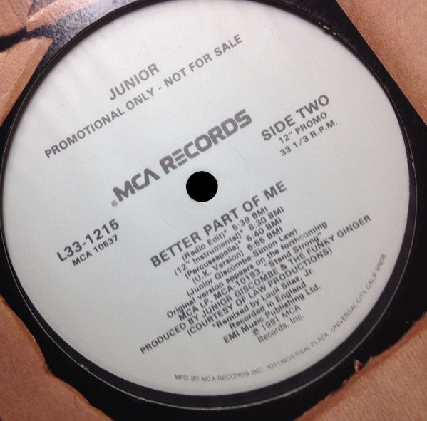 Junior (2) : Better Part Of Me (12", Promo)