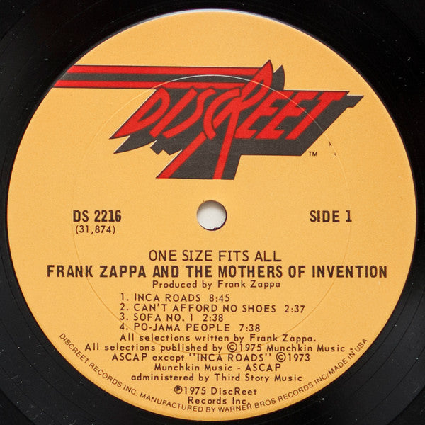 Frank Zappa And The Mothers : One Size Fits All (LP, Album, Ter)