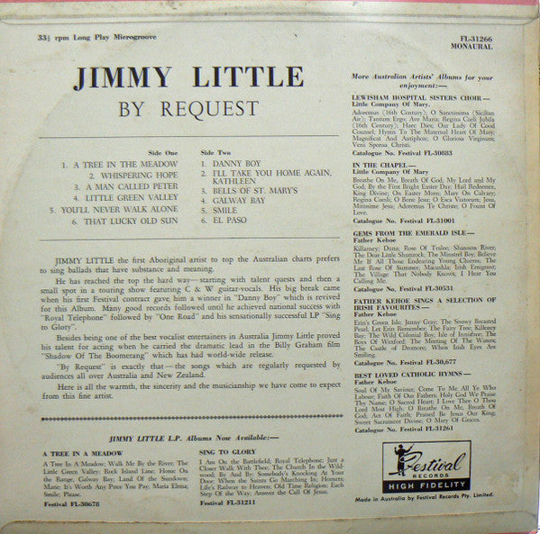 Jimmy Little : By Request (LP, Album, Mono)