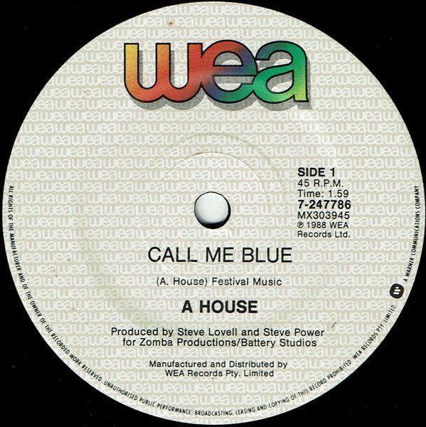 A House : Call Me Blue (7", Single)