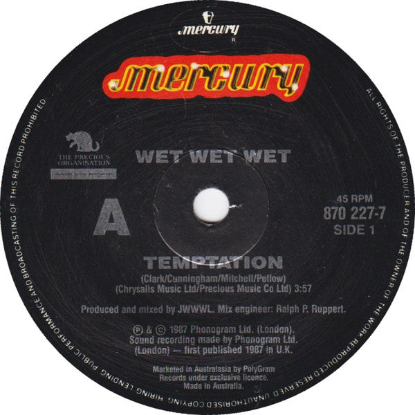 Wet Wet Wet : Temptation (7", Single)