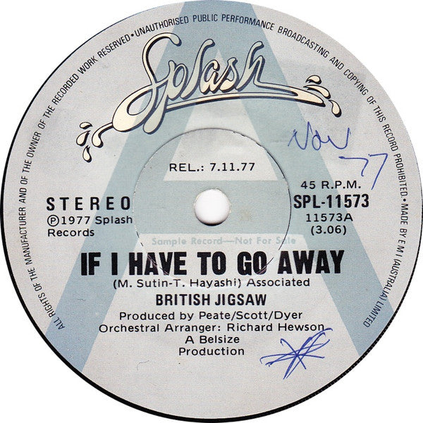 Jigsaw (3) : If I Have To Go Away (7&quot;, Single, Promo)