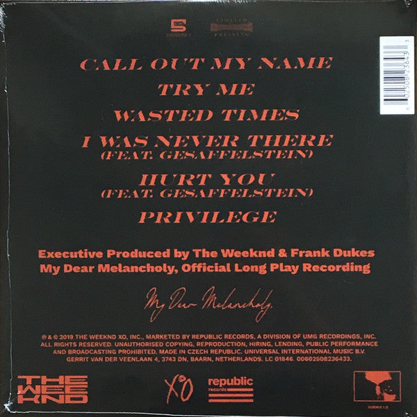 The Weeknd : My Dear Melancholy, (LP, S/Sided, EP, RSD, Etch, Ltd, RE, 180)