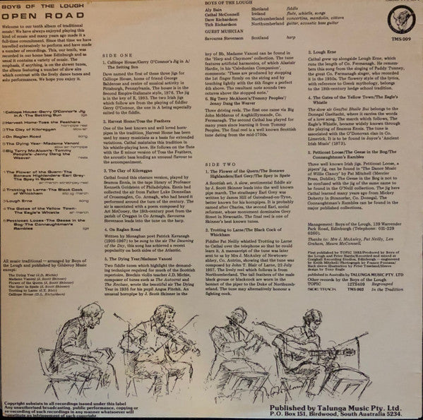 The Boys Of The Lough : Open Road (LP, Album)