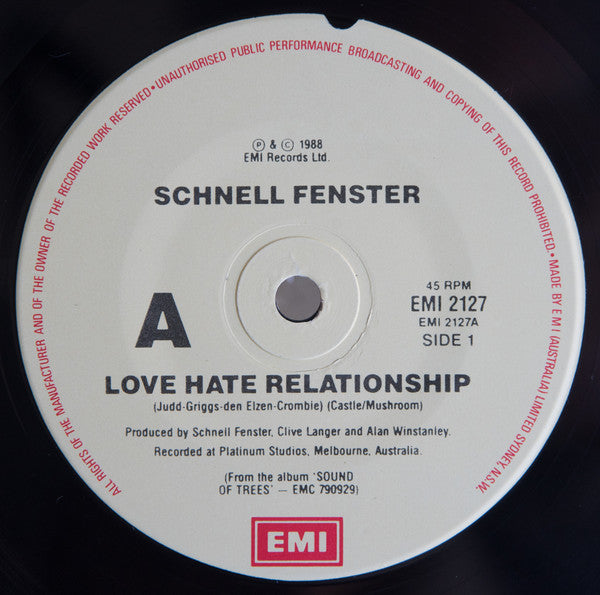 Schnell Fenster : Love Hate Relationship (7", Single)