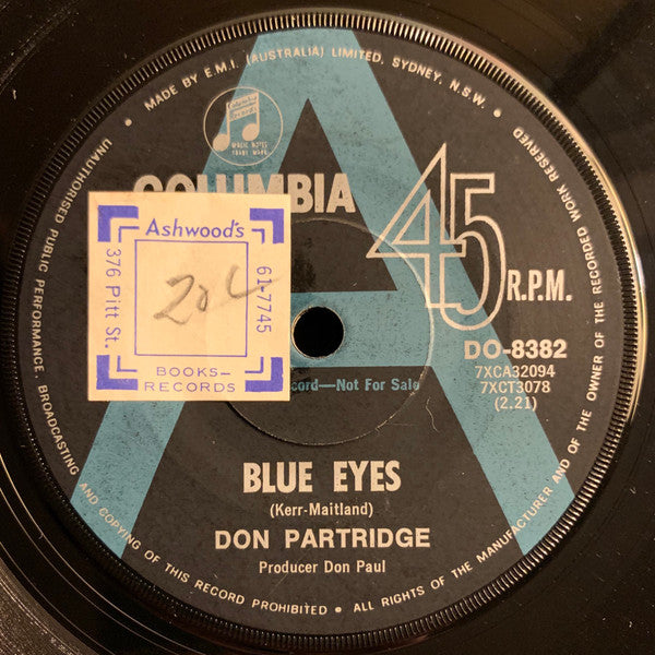 Don Partridge : Blue Eyes / I’ve Got Something For You  (7&quot;, Promo)