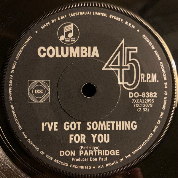 Don Partridge : Blue Eyes / I’ve Got Something For You  (7", Promo)