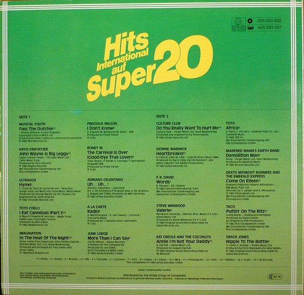 Various : Hits International Auf Super 20 (LP, Comp)