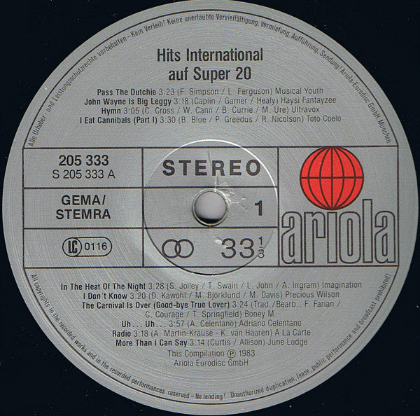 Various : Hits International Auf Super 20 (LP, Comp)