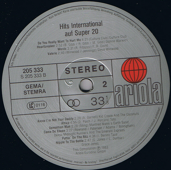 Various : Hits International Auf Super 20 (LP, Comp)