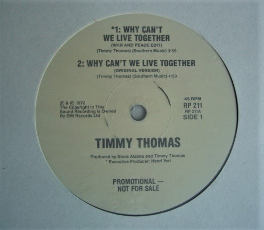 Timmy Thomas / The Whispers : Why Can&#39;t We Live Together / Innocent (12&quot;, Promo)