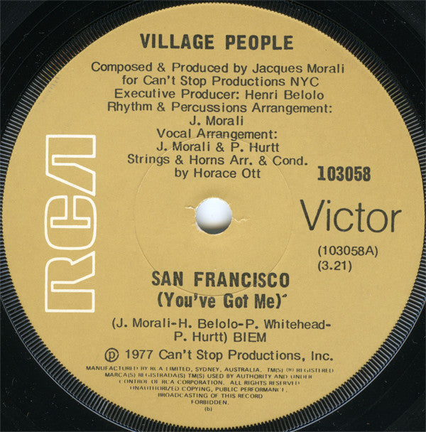 Village People : San Francisco (You&#39;ve Got Me) (7&quot;, Single, Tan)