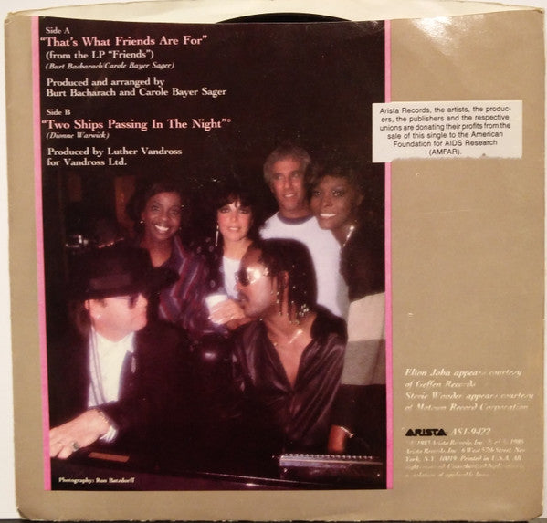 Dionne & Friends Featuring Elton John, Gladys Knight And Stevie Wonder : That's What Friends Are For (7", Single)