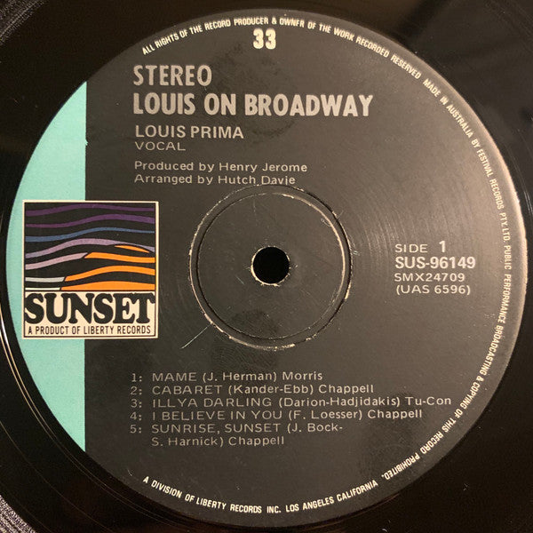 Louis Prima : Louis Prima On Broadway (LP, Album, RE)