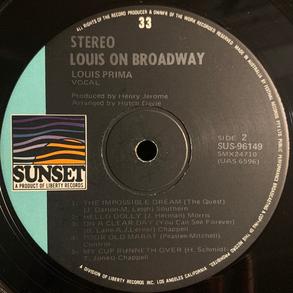 Louis Prima : Louis Prima On Broadway (LP, Album, RE)