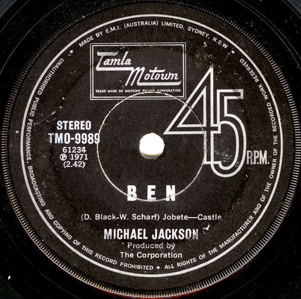 Michael Jackson : Ben (7", Single)